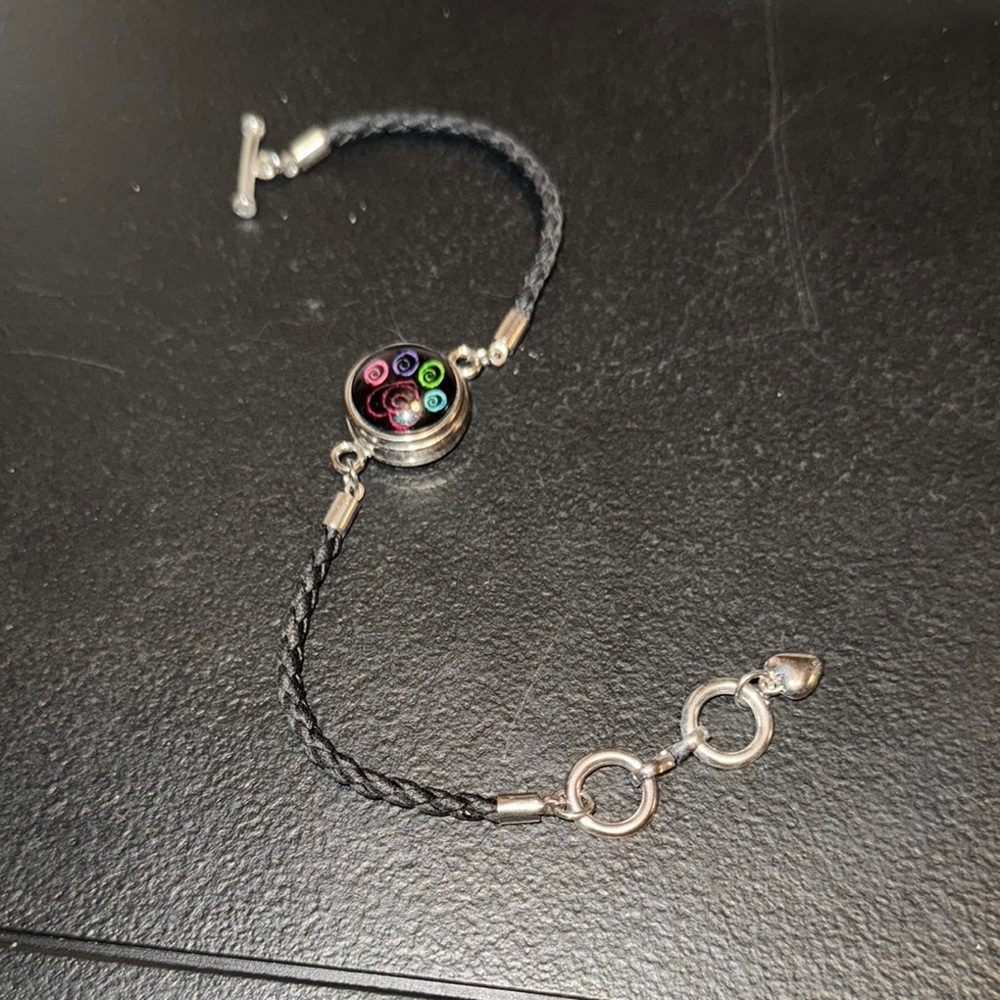 Black Braided Bracelet with Colorful Accents